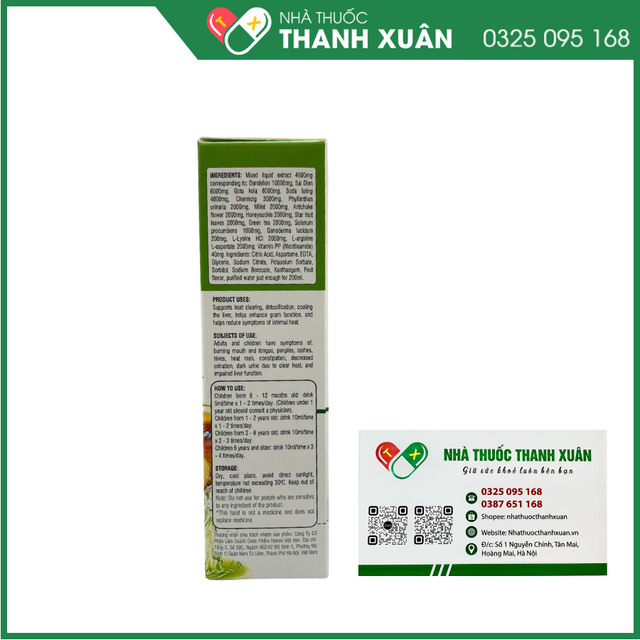 Siro Thanh nhiệt Hepan Life hỗ trợ mát gan, giải độc gan, táo bón